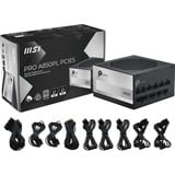 MSI PRO A1000PL PCIE5 1000W, PC-Netzteil schwarz/weiß, 1x 12-Pin High Power GPU, 3x PCIe, Kabelmanagement, 1000 Watt