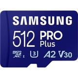 Samsung PRO Plus 512 GB microSDXC (2023), Speicherkarte blau, UHS-I U3, Class 10, V30, A2