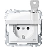 Merten Schutzkontakt-Steckdose mit Klappdeckel und erhöhtem Berührungsschutz, Typ MEG2315-0319 weiß (glänzend), Retail