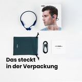 Shokz OpenRun, Kopfhörer blau/dunkelblau, Bluetooth, Laden über magnetische Induktion