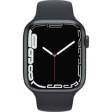 Apple Watch Series 7, Smartwatch schwarz/dunkelblau, 45 mm, Sportarmband, Aluminium-Gehäuse