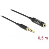 DeLOCK Audio Verlängerungskabel 3,5mm 4Pin Stecker > 3,5mm 4Pin Buchse Ultra Slim schwarz, 0,5 Meter