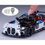 Jamara BMW M4 GT3 Diecast, Modellfahrzeug weiß, Maßstab 1:32, inkl. Knopfzellen, Rückzugmotor
