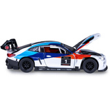 Jamara BMW M4 GT3 Diecast, Modellfahrzeug weiß, Maßstab 1:32, inkl. Knopfzellen, Rückzugmotor