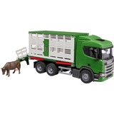 bruder 03548 Scania Super 560R Tiertransport-LKW, Modellfahrzeug inkl. 1 Rind