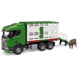 bruder 03548 Scania Super 560R Tiertransport-LKW, Modellfahrzeug inkl. 1 Rind