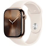 Apple Watch Series 10, Smartwatch gold, Titangehäuse, 46 mm, Sportarmband Polarstern S/M, Cellular