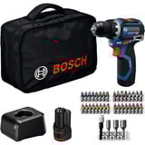 Bosch Akku-Bohrschrauber GSR 12V-32 Professional, 12Volt blau/schwarz, 2x Li-Ionen Akku 2,0Ah, 36-teiliges Zubehör-Set, Werkzeugtasche