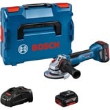 Bosch Professional Akku-Winkelschleifer GWS 18V-10 P Professional, Ø 125mm blau/schwarz, 2x Li-Ionen Akku 5,0Ah, in L-BOXX