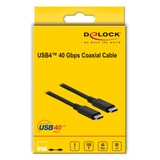 DeLOCK USB4 Gen 3x2 Kabel, USB-C Stecker > USB-C Stecker, Koaxialkabel schwarz, 0,8 Meter, PD, Laden mit bis zu 100 Watt