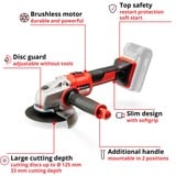 EINHELL Professional Akku-Winkelschleifer AXXIO, 18Volt rot/schwarz, ohne Akku und Ladegerät