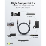 goobay Plus Toslink-Kabel schwarz/silber, 2 Meter