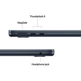 Apple MacBook Air 34,5 cm (13,6") 2025 CTO, Notebook schwarz, 16 GB, 512 GB (512 GB SSD), M4, MacOS, Griechisch
