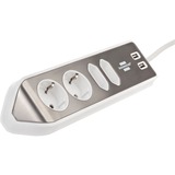 Brennenstuhl estilo Eck-Steckdosenleiste 4-fach weiß/edelstahl, 2x USB
