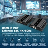 Digitus HDMI IP PoE Extender Set, HDMI Verlängerung schwarz, 4K/60Hz