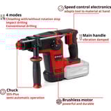 EINHELL Professional Akku-Bohrhammer TP-HD 18/26 Li BL - Solo, 18Volt rot/schwarz, ohne Akku und Ladegerät