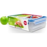 Emsa CLIP & CLOSE Aufschnittbox-System 1,65 + 1,0 Liter, 3-teilig, Dose transparent/blau, rechteckig