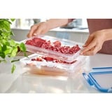 Emsa CLIP & CLOSE Aufschnittbox-System 1,65 + 1,0 Liter, 3-teilig, Dose transparent/blau, rechteckig