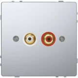 Merten Steckdose mit zwei Chinch-Steckbuchsen für Audio Anschluss edelstahl, Retail