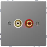 Merten Steckdose mit zwei Chinch-Steckbuchsen für Audio Anschluss edelstahl, Retail