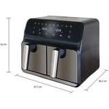 Unold Heißluftfritteuse Doppelkammer Twin Zone schwarz/edelstahl, 1.700 Watt, 2 Körbe je 4 Liter