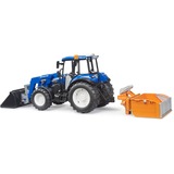 bruder 02187 BRUDER New Holland T5.120 mit Frontlader, Ladekasten, Gabeln und Rundballen, Modellfahrzeug 