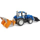 bruder BRUDER New Holland T5.120 mit Frontlader, Ladekasten, Gabeln und Rundballen, Modellfahrzeug 