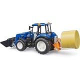 bruder BRUDER New Holland T5.120 mit Frontlader, Ladekasten, Gabeln und Rundballen, Modellfahrzeug 