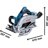 Bosch Professional PRO Akku-Handkreissäge BITURBO GKS 18V-70 L Professional blau/schwarz, 2x Li-Ion Akku ProCORE18V 5,5Ah, in L-BOXX
