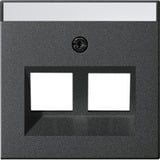 Gira Abdeckung mit 30 Grad Schrägauslass und Beschriftungsfeld für Tragring Modular Jack 2fach anthrazit, Retail