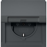 Gira Schutzkontaktsteckdose Typ F 16 Ampere 250 Volt mit Klappdeckel und geerdetem Tragring anthrazit, Retail