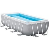 Intex Frame Pool Set Prism Quadra 300 x 175 x 80cm, Schwimmbad hellgrau/blau, Kartuschenfilteranlage ECO 604G