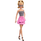 Mattel Barbie Fashionistas-Puppe mit schwarz-weißem Oberteil und pinkem Rock 