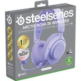 SteelSeries Arctis Nova 3X Wireless Lavender, Gaming-Headset lavendel, Für Xbox, Bluetooth, WiFi, Mobile App Control