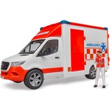 bruder MB Sprinter Ambulanz mit Fahrer, Modellfahrzeug rot/weiß