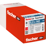 fischer Spanplattenschraube PowerFast II 8,0x140 Senkkopf TX 50 Stück, mit Teilgewinde, verzinkt