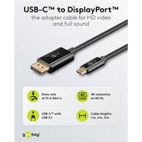 goobay USB Adapterkabel, USB-C Stecker > DisplayPort Stecker, 4K 60Hz schwarz, 3 Meter, 21,6 Gbit/s