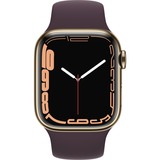 Apple Watch Series 7, Smartwatch gold/dunkelrot, 41 mm, Sportarmband, Edelstahl-Gehäuse, LTE