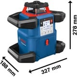 Bosch Professional Akku-Rotationslaser GRL 600 CHV Professional, 18Volt, mit Baustativ blau, Akku ProCORE18V 4,0Ah, Koffer, rote Laserlinie