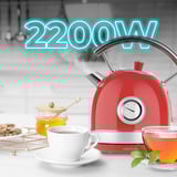 Cecotec Thermosense 420 Vintage Light Red , Wasserkocher rot/edelstahl, 2.200 Watt, 1,8 Liter
