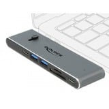 DeLOCK Dual USB Type-C mit HDMI / USB 3.2 / SD / PD 3.0, Dockingstation grau