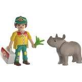 PLAYMOBIL 72025 DuoPack Tierpfleger mit Nashorn, Konstruktionsspielzeug 