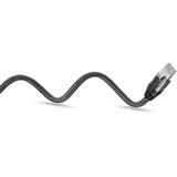 goobay Ethernet-Kabel USB-A 3.2 Gen1 Stecker > RJ-45 Stecker, LAN-Adapter schwarz/silber, 5 Meter, geflochtener Textilmantel