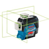 Bosch Akku-Linienlaser GLL 3-80 CG Professional, 12Volt, mit BM 1, Kreuzlinienlaser blau/schwarz, Li-Ionen Akku 2Ah, in L-BOXX, grüne Laserlinien