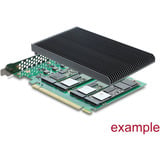 DeLOCK PCIe 5.0 x16 Karte > 4x int. M.2 NVMe + Kühlkörper, Schnittstellenkarte 