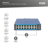 Digitus 16 Port Gigabit Ethernet Netzwerk, Switch blau