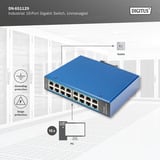 Digitus 16 Port Gigabit Ethernet Netzwerk, Switch blau