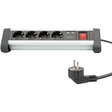 Digitus 4-fach Office-Steckdosenleiste mit 2 USB-Anschlüssen silber/schwarz
