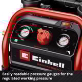 EINHELL Power X-Change Akku-Kompressor SILENZZO 18/160, 18Volt rot/schwarz, ohne Akku und Ladegerät