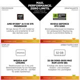 OMEN OMEN MAX 16-ak0174ng, Gaming-Notebook schwarz, AMD Ryzen AI 7 350, NVIDIA GeForce RTX 5070 Ti, 32 GB DDR5, 1 TB (1 TB null), ohne Betriebssystem